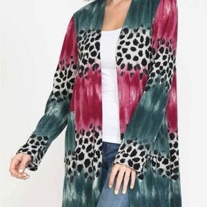 Multi Colored Long Plus Size Cardigan 3X 43” Long